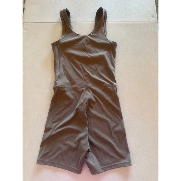 Set Active Sportbody One Piece Unitard Romper with Biker Shorts Sz XL Gray - Picture 2 of 5